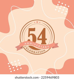 54th anniversary celebration logo vector design with brown color background and  brown color later abstract design 