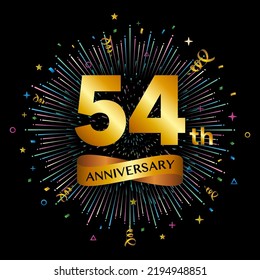54th anniversary celebration logotype. Golden anniversary celebration template design, Vector illustrations.