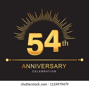 54th anniversary design with golden color and firework for anniversary celebration