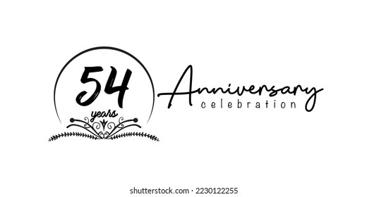 54th anniversary flat black color logotype style with hand lettering on white background
