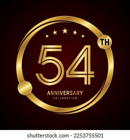 54-jähriges Logo-Design-Konzept mit goldenem Ring. Logo-Vektor-Vorlage