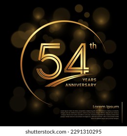 54th Anniversary logo design with double line numbers. Golden anniversary template. Vector Logo Template