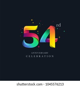 54th Anniversary Logo Design, Number or Digit 54 Icon Vector Template.

