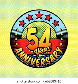 54th anniversary logo. Vector and illustrations. Comics anniversary logo.