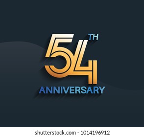 54th anniversary logotype with multiple line golden color isolated on dark blue background for celebration