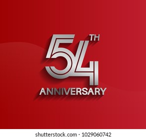 54th anniversary logotype silver color with multiple line style for celebration event