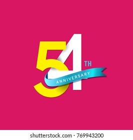 54th Anniversary simple emblems, template design for web, game ,Creative poster, booklet, leaflet, flyer, magazine, invitation card