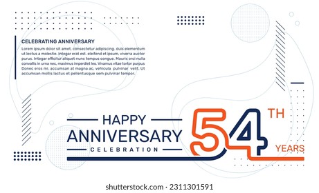 54th anniversary template design with abstract background, vector template