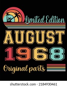 54th Birthday Vintage Legends Born In August 1968 54 Years Old Retro Birthday Ideas Beach Palm Tree
