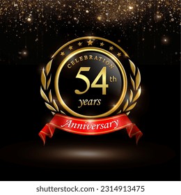 54th years celebration anniversary logo vector isolated on black background