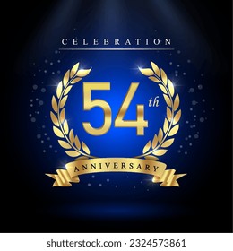 54th years celebration anniversary logo vector isolated on dark blue background