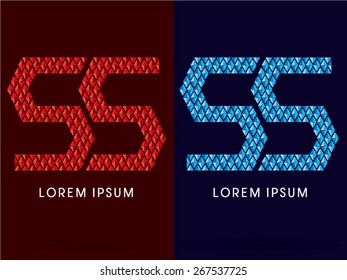 55 ,Abstract Number, font, designed using red and blue geometric shape on dark background,graphic, vector.