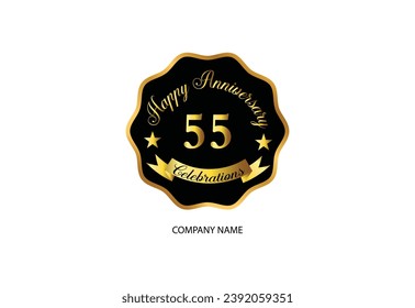 55 anniversary celebration logotype with handwriting golden color elegant design