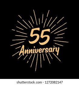 55 Anniversary fireworks and celebration background - stock vector - Vector
