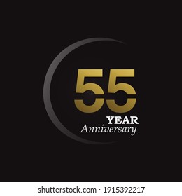 55 Jahre alte Logo-Vektordesign-Illustration Gold und Schwarz