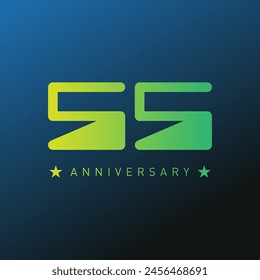 55 Anniversary party, music fest poster. Abstract gradients music background. Club party invitation flyer with number fifty five.