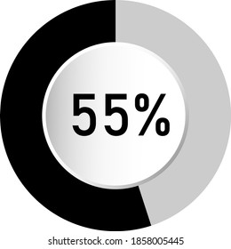 55% circle percentage diagram ready-to-use for web design, user interface (UI) or infographic - indicator with black and ash