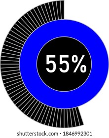 55% circle percentage diagram for web design, user interface (UI) or infographic - indicator with blue and black