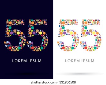 55 ,Colorful font, designed using colorful dot graphic vector.