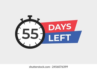 55 days to go countdown template. 55 day Countdown left days banner design. 55 Days left countdown timer