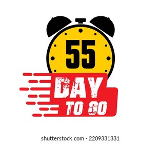 55 días para ir ilustración de arte vectorial con fuente agradable y reloj de alarma combinado