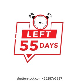 55 days left badge icon, sale web banner countdown promo deal timer. vector illustration design.
