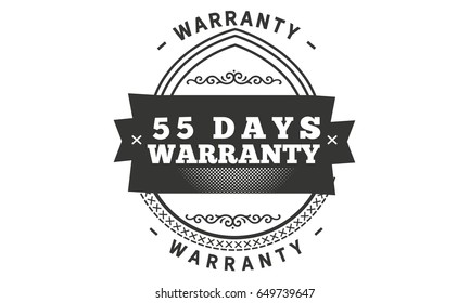55 days warranty icon vector vintage grunge guarantee background
