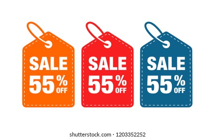 55% discount label symbols vector