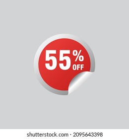 55 discount, Sales Vector badges for Labels, , Stickers, Banners, Tags, Web Stickers, New offer. Discount origami sign banner