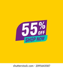 55 discount, Sales Vector badges for Labels, , Stickers, Banners, Tags, Web Stickers, New offer. Discount origami sign banner