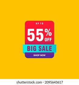 55 discount, Sales Vector badges for Labels, , Stickers, Banners, Tags, Web Stickers, New offer. Discount origami sign banner