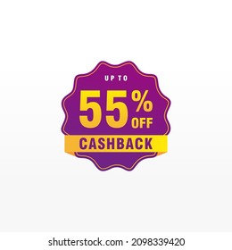 55 Rabatt, Vektor-Abzeichen für Labels, , Aufkleber, Banner, Tags, Web-Aufkleber, Neues Angebot. Discount-Origami-Zeichenbanner