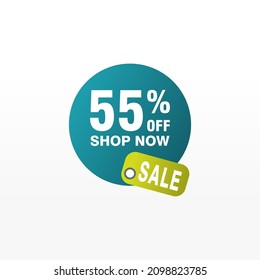 55 descuento, distintivos de vectores de venta para etiquetas, , pegatinas, banners, etiquetas, etiquetas, etiquetas web, nueva oferta. Banner de signo de origami de descuento