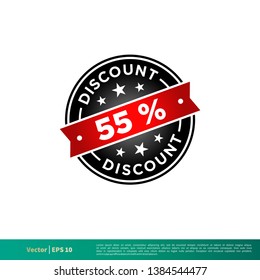 55% Discount Stamp Icon Vector Template Illustration Design. Vector EPS 10.