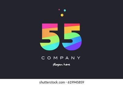 55 fifty five creative color green orange blue magenta pink number digit company logo vector icon spectrum