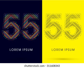 55
,Font , colorful light movement, designed using colorful line and black and white line, graphic vector