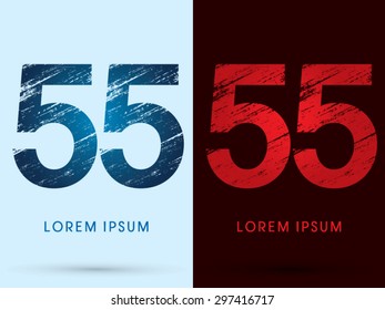 55 ,Font Cool and Hot, Ice and Fire, grunge destroy, graphic vector.