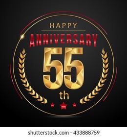 55 golden anniversary logo, low poly design number