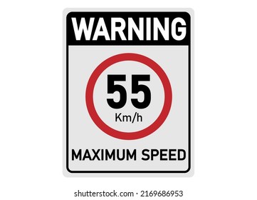 55 km per hour. Traffic sign for maximum permitted speed.
