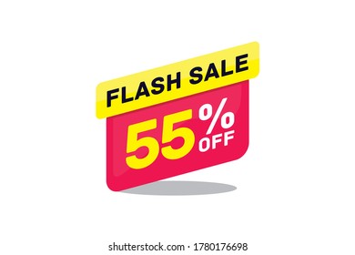 55% Label discount,Discount,Sale label,Discount tag,Discount banner red color vector eps