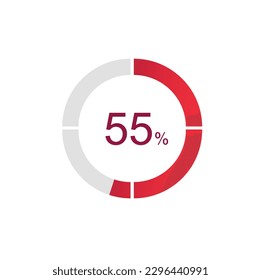 55% Loading. 55% circle diagrams Infographics vector, 55 Percentage ready to use for web design ux-ui.