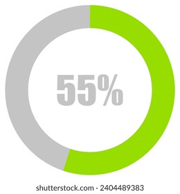 55% de carga. 55% de diagramas de círculo Vector de infografía, 55% listo para usar para diseño web ux-ui