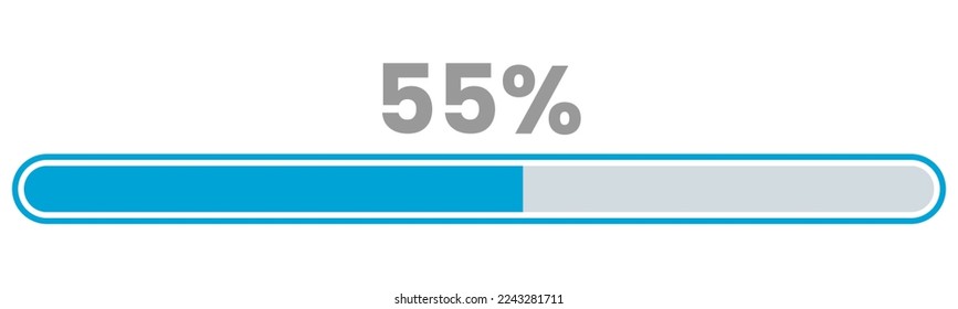 55% de carga. barra de progreso del 55% Vector de infografía, 55% listo para usar para diseño web ux-ui