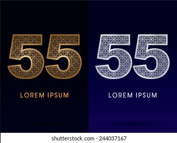 55 ,Luxury font ,gold and diamond, logo, symbol, icon, graphic, vector .