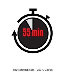 55 Minute Timer Icon – Stopwatch Countdown Illustration