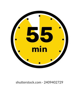 55 Minutes Analog Clock Icon white background design.