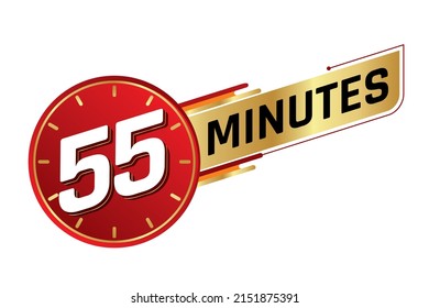 55 minutes isolated on white background. Time concept. Vector illustration.