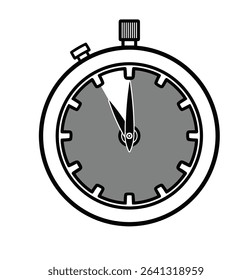 55 minutes stopwatch black and white vector illustration