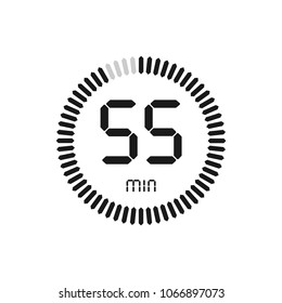 The 55 minutes, stopwatch vector icon, digital timer. clock and watch, timer, countdown symbol.