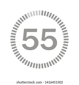 The 55 minutes, stopwatch vector icon, digital timer. clock and watch, timer, countdown symbol.